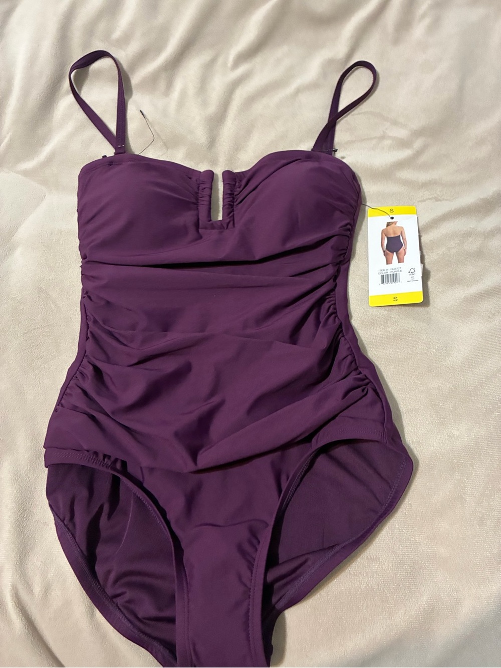 Dkny Plum Purple Ruched One-Piece Swimsuit